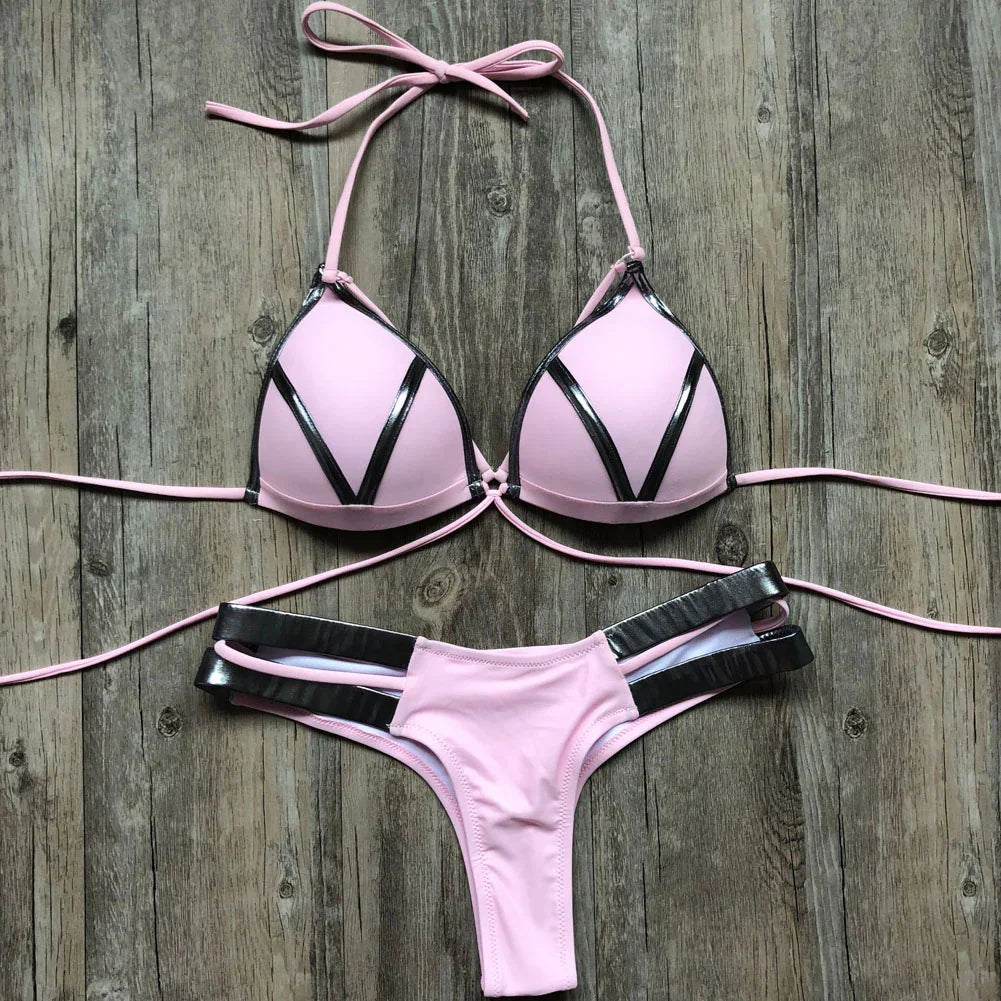Bikini string tanga à bandes push-up deux pièces Otroma - GUAPPAA