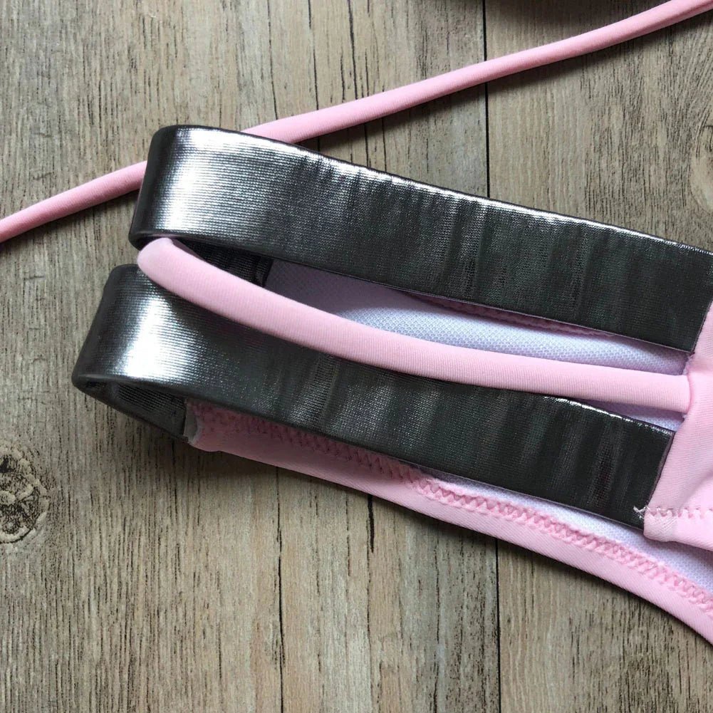 Bikini string tanga à bandes push-up deux pièces Otroma - GUAPPAA