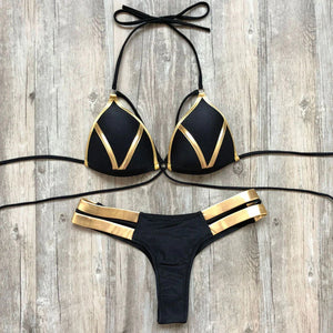 Bikini string tanga à bandes push-up deux pièces Otroma - GUAPPAA