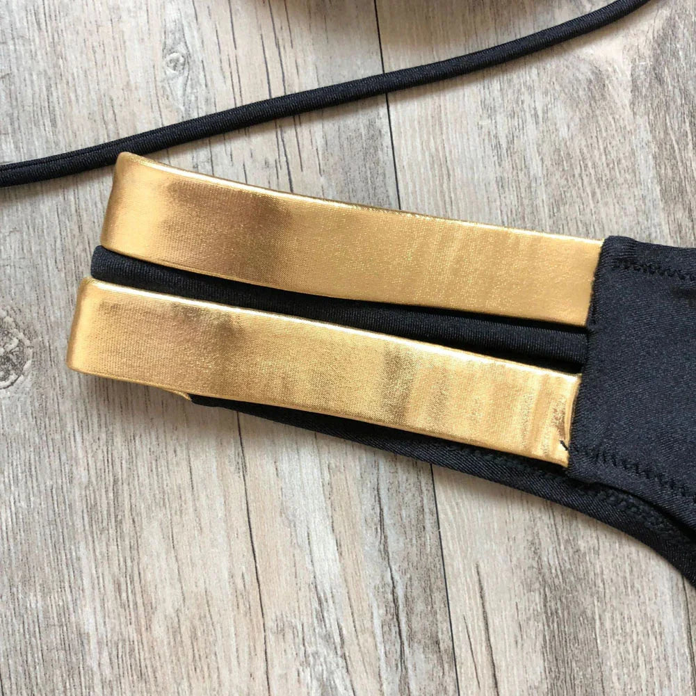 Bikini string tanga à bandes push-up deux pièces Otroma - GUAPPAA