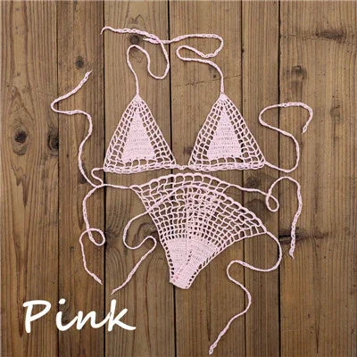Micro bikini string ficelle brésilien tricoté crochet extrême semi-transparent sexy Seral - GUAPPAA