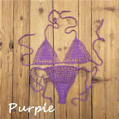 Micro bikini string ficelle brésilien tricoté crochet extrême semi-transparent sexy Seral - GUAPPAA