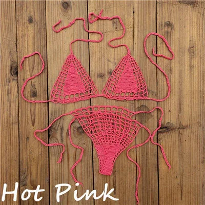 Micro bikini string ficelle brésilien tricoté crochet extrême semi-transparent sexy Seral - GUAPPAA