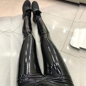 S-XL Legging vinyle brillant noir taille haute hologramme - GUAPPAA