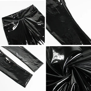 S-XL Legging vinyle brillant noir taille haute hologramme - GUAPPAA