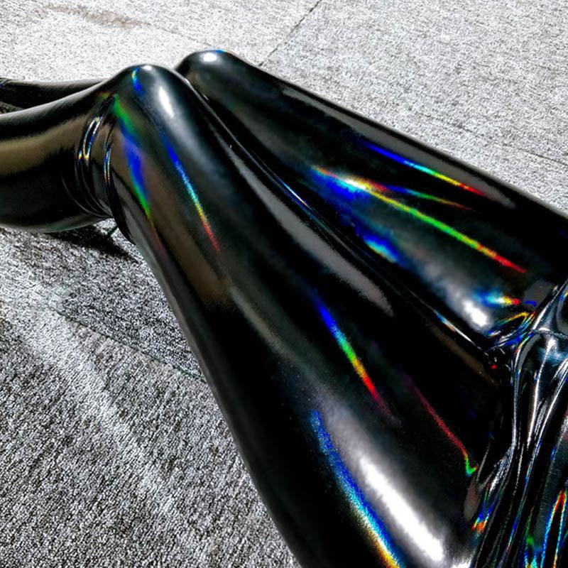 S-XL Legging vinyle brillant noir taille haute hologramme - GUAPPAA