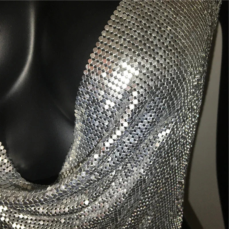 XS-XXL Crop top dos nu brillant à sequins paillettes et décolleté profond Lorna - GUAPPAA