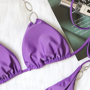 Maillot de bain string tanga ficelle deux pièces push-up à strass Le Majestic - GUAPPAA