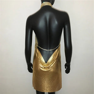 Mini robe à paillettes fendue brillante métallique dorée argentée Nightlook - GUAPPAA