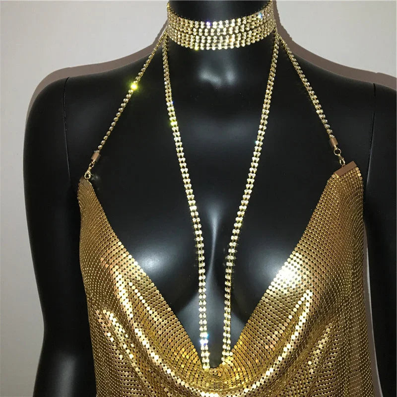 Mini robe à paillettes fendue brillante métallique dorée argentée Nightlook - GUAPPAA