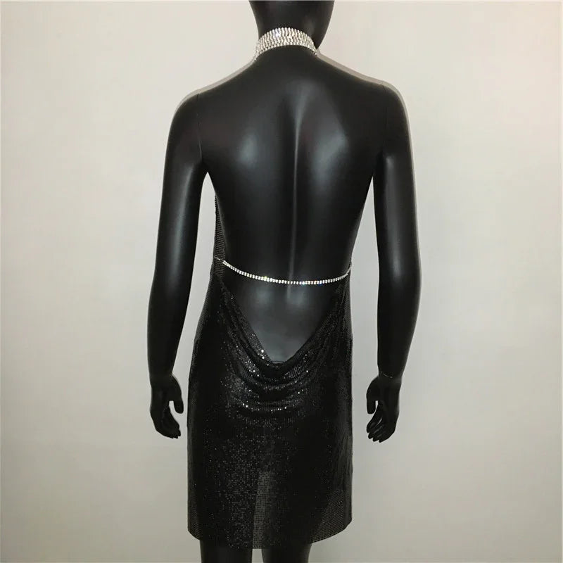 Mini robe à paillettes fendue brillante métallique dorée argentée Nightlook - GUAPPAA