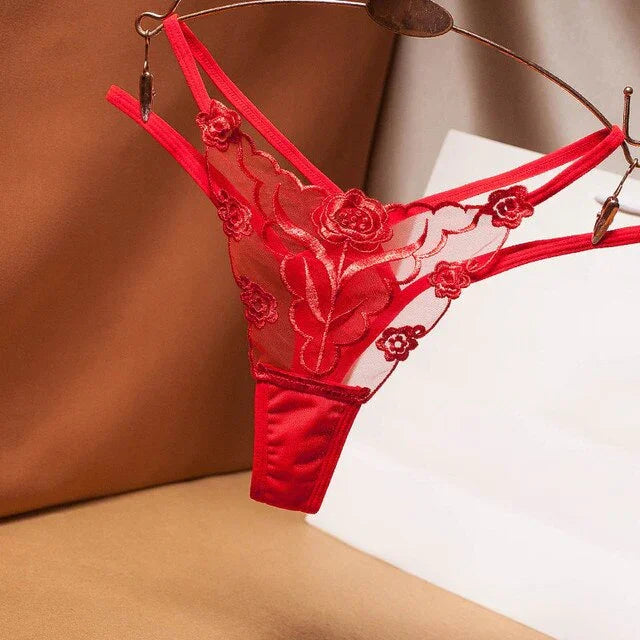 Mini string double ficelle transparent fleuri Midnight - GUAPPAA