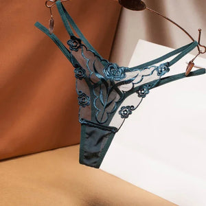 Mini string double ficelle transparent fleuri Midnight - GUAPPAA