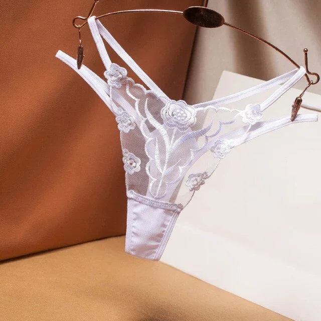 Mini string double ficelle transparent fleuri Midnight - GUAPPAA