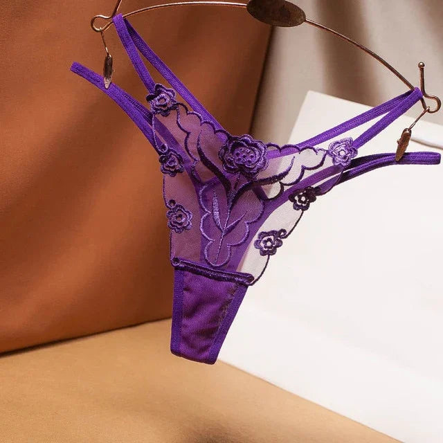 Mini string double ficelle transparent fleuri Midnight - GUAPPAA