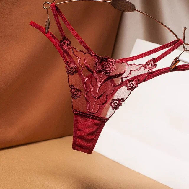 Mini string double ficelle transparent fleuri Midnight - GUAPPAA