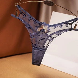 Mini string double ficelle transparent fleuri Midnight - GUAPPAA