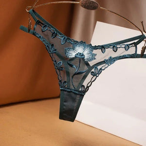 Mini string double ficelle transparent fleuri Midnight - GUAPPAA