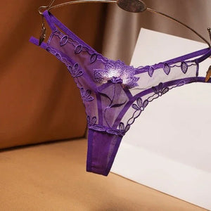 Mini string double ficelle transparent fleuri Midnight - GUAPPAA