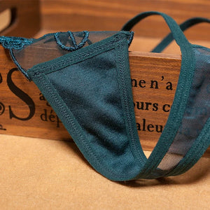 Mini string double ficelle transparent fleuri Midnight - GUAPPAA