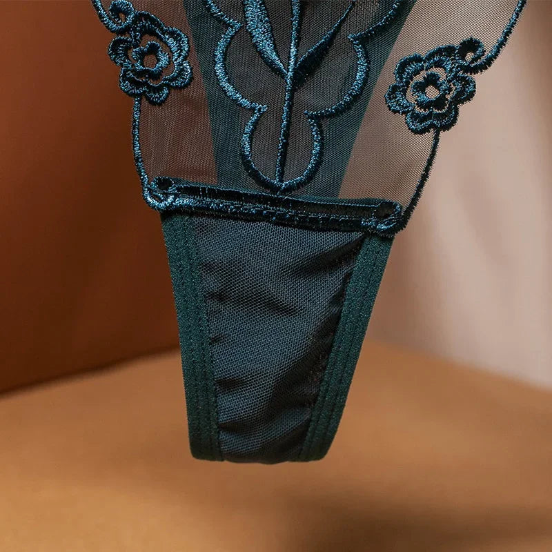 Mini string double ficelle transparent fleuri Midnight - GUAPPAA