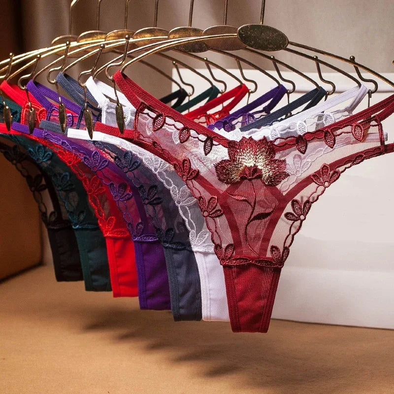 Mini string double ficelle transparent fleuri Midnight - GUAPPAA