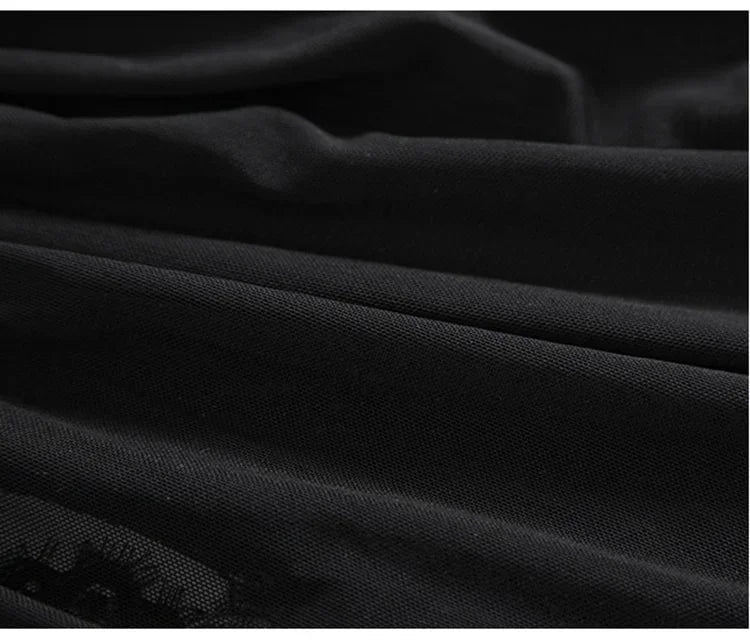 S M L Robe de chambre dentelle transparente ouverte au dos noir blanc - GUAPPAA
