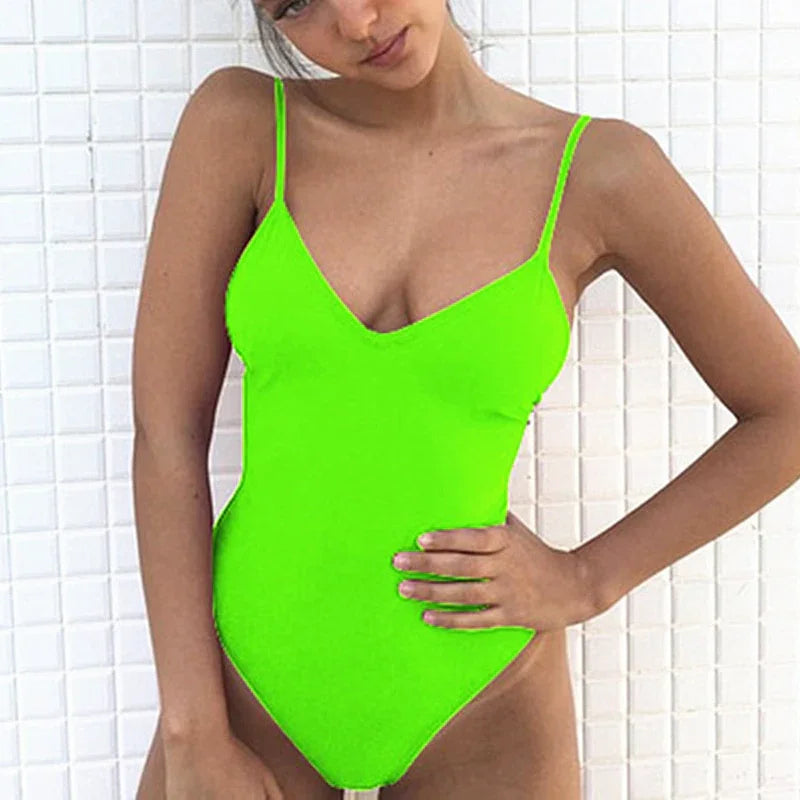 XS-XL Maillot de bain une pièce tanga échancré dos nu - GUAPPAA