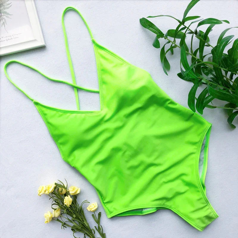 XS-XL Maillot de bain une pièce tanga échancré dos nu - GUAPPAA
