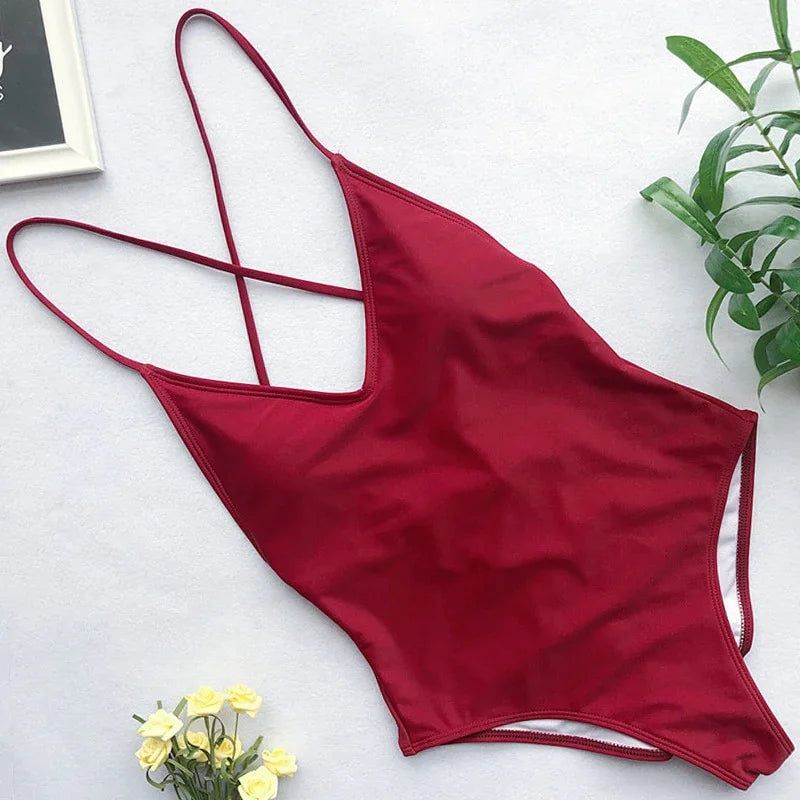 XS-XL Maillot de bain une pièce tanga échancré dos nu - GUAPPAA