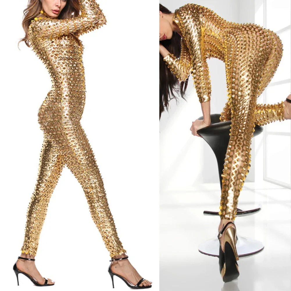 Combinaison moulante sexy femme brillante ajourée La Night - GUAPPAA