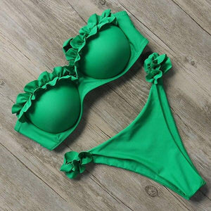 Bikini tanga bandeau push-up deux pièces S M L Frou-Frou - GUAPPAA