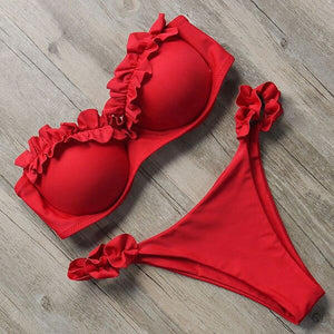 Bikini tanga bandeau push-up deux pièces S M L Frou-Frou - GUAPPAA