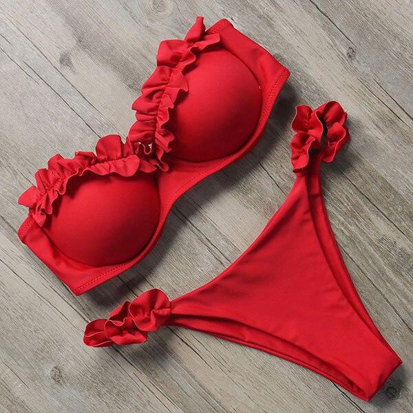 Bikini tanga bandeau push-up deux pièces S M L Frou-Frou - GUAPPAA