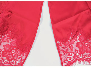 Sous-vêtement nuisette satinée avec dentelle dos nu fendue sexy - GUAPPAA