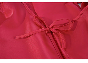 Sous-vêtement nuisette satinée avec dentelle dos nu fendue sexy - GUAPPAA