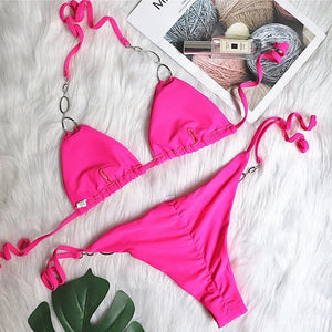 Maillot de bain string tanga ficelle deux pièces push-up à strass Le Majestic - GUAPPAA
