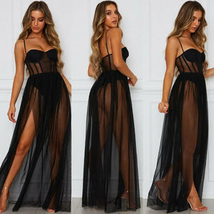 S-XL Body robe corset longue transparente fendue sexy Beach Corset - GUAPPAA