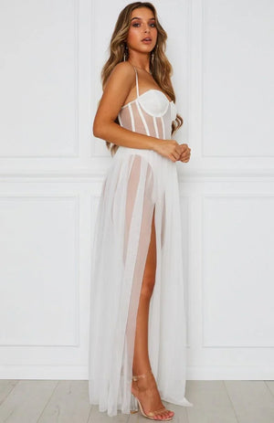 S-XL Body robe corset longue transparente fendue sexy Beach Corset - GUAPPAA