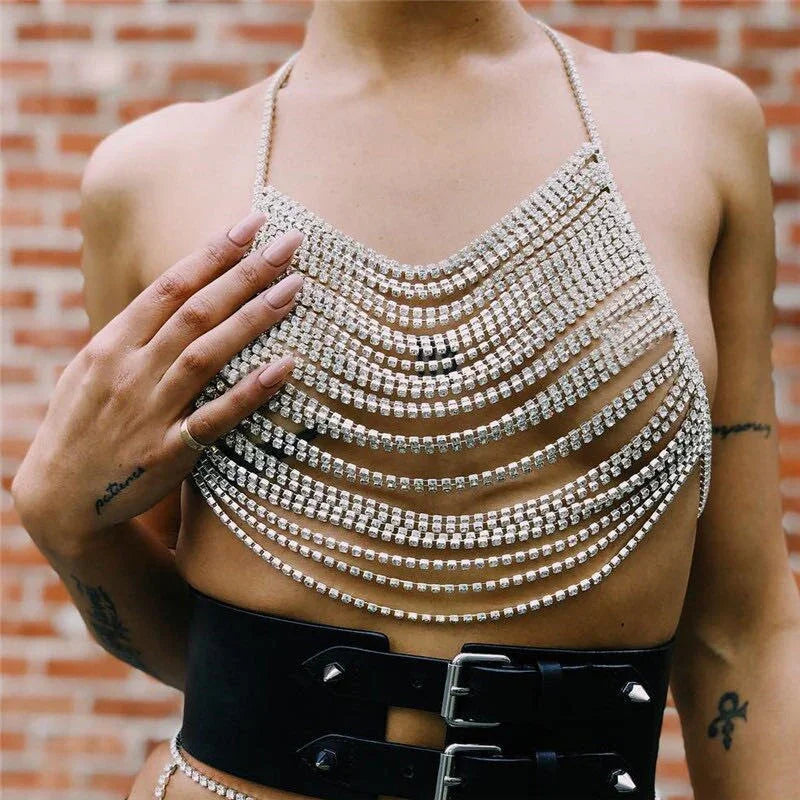 Soutien-gorge à strass et chaînettes ouvert sexy Jewels - GUAPPAA