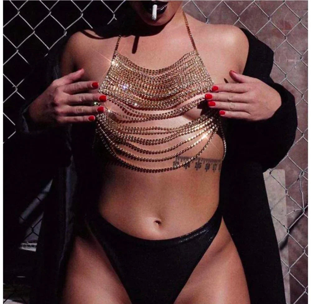 Soutien-gorge à strass et chaînettes ouvert sexy Jewels - GUAPPAA