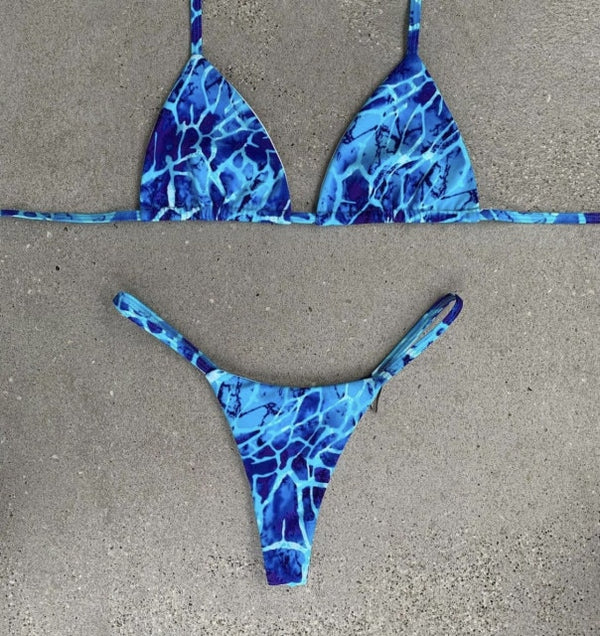 S-L Lagoon micro maillot de bain bikini string ficelle bleu