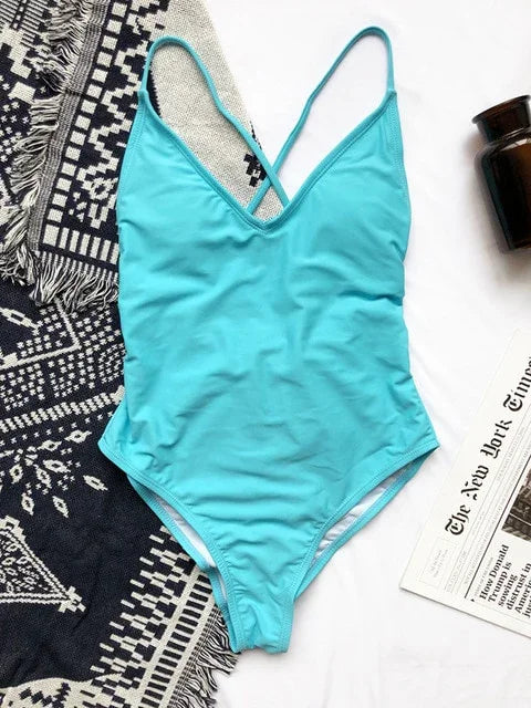 XS-XL Maillot de bain une pièce tanga échancré dos nu - GUAPPAA