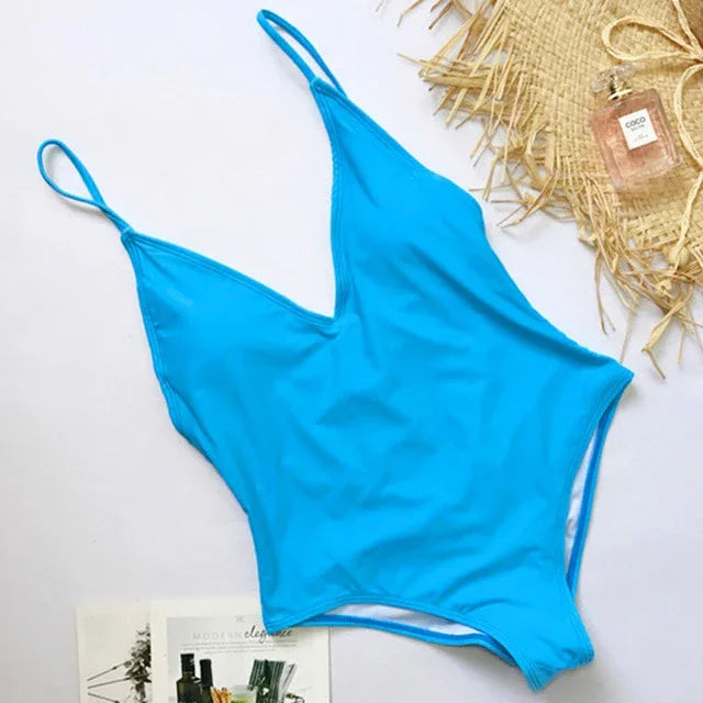 XS-XL Maillot de bain une pièce tanga échancré dos nu - GUAPPAA
