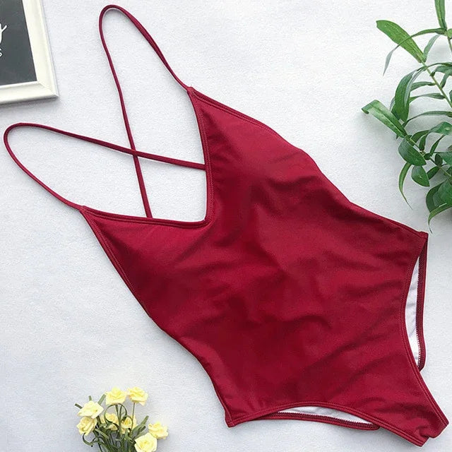 XS-XL Maillot de bain une pièce tanga échancré dos nu - GUAPPAA