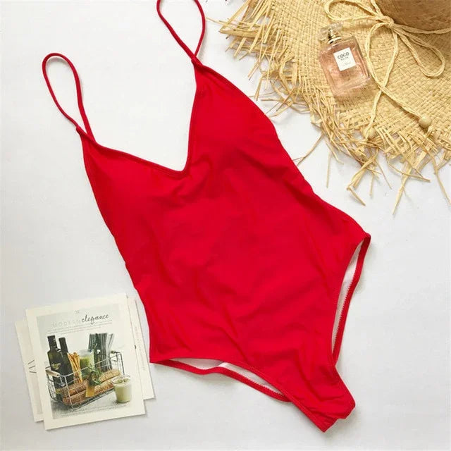 XS-XL Maillot de bain une pièce tanga échancré dos nu - GUAPPAA