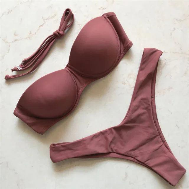 Maillot de bain tanga bandeau push-up deux pièces S M L Maurice - GUAPPAA