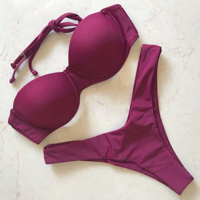 Maillot de bain tanga bandeau push-up deux pièces S M L Maurice - GUAPPAA