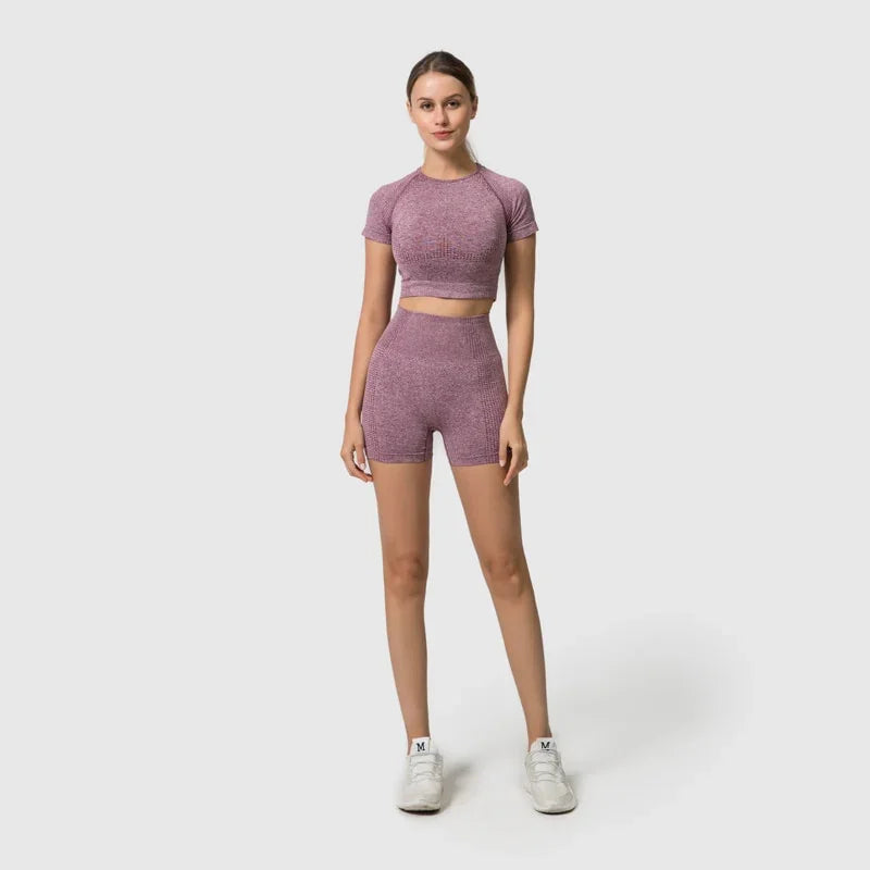 Ensemble deux pièces fitness femme sport crossfit short et crop-top Spring - GUAPPAA