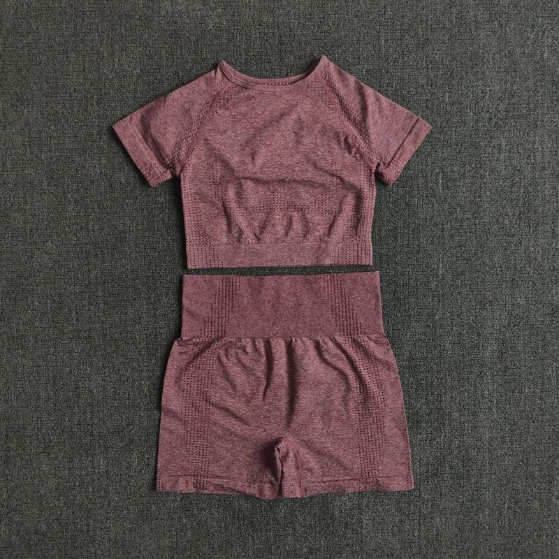 Ensemble deux pièces fitness femme sport crossfit short et crop-top Spring - GUAPPAA
